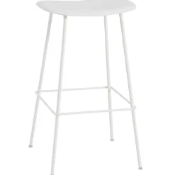 Fiber Tube Bar Stool 75 cm, Natural White / White