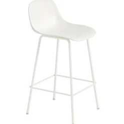 Fiber Tube Bar Stool With Backrest 75 cm, Natural White / White