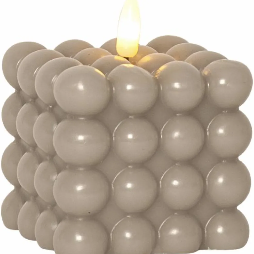Flamme Dot Pillar Candle LED, Beige
