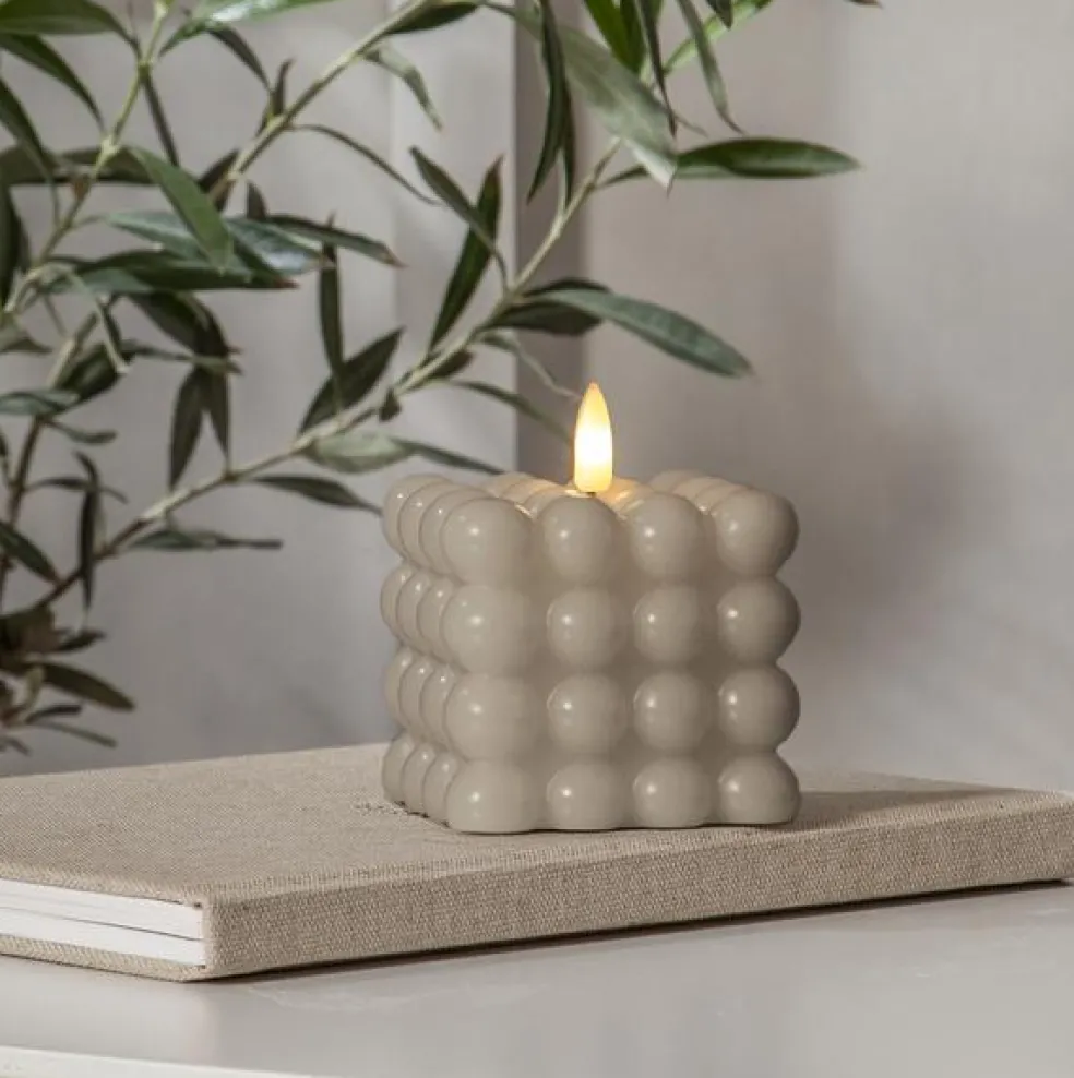Flamme Dot Pillar Candle LED, Beige