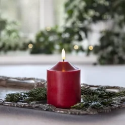 Flamme Pillar Candle LED Red, 12 cm