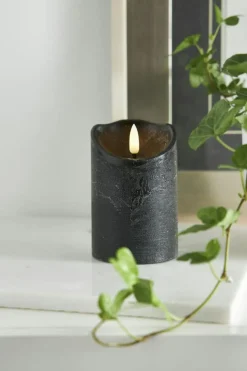 Flamme Rustic LED Pillar Candle Black, 10 cm