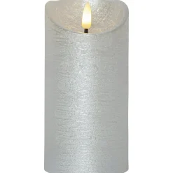 Flamme Rustic LED Pillar Candle Silver, 10 cm