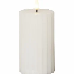 Flamme Stripe Pillar Candle LED 15 cm, White