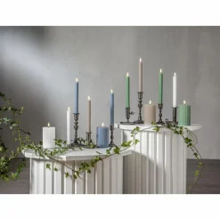 Flamme Stripe Pillar Candle LED 15 cm, White