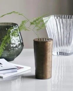 Flow Vase 18xØ9, Browned brass