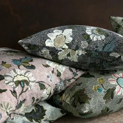 Flower Linen Cushion Cover 50x50 cm, Dusty Pink