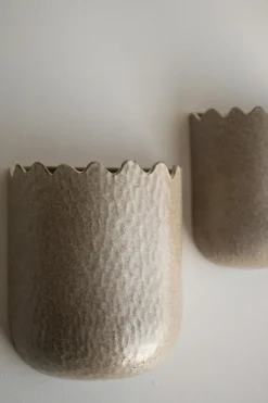 Flowery Wall Pot 19 cm, Beige