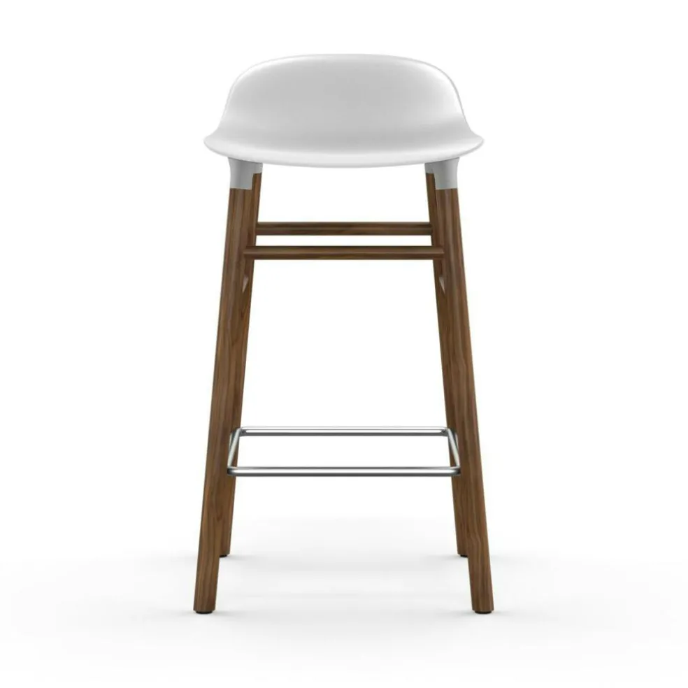 Form Bar Stool Walnut Base, 65cm, Green