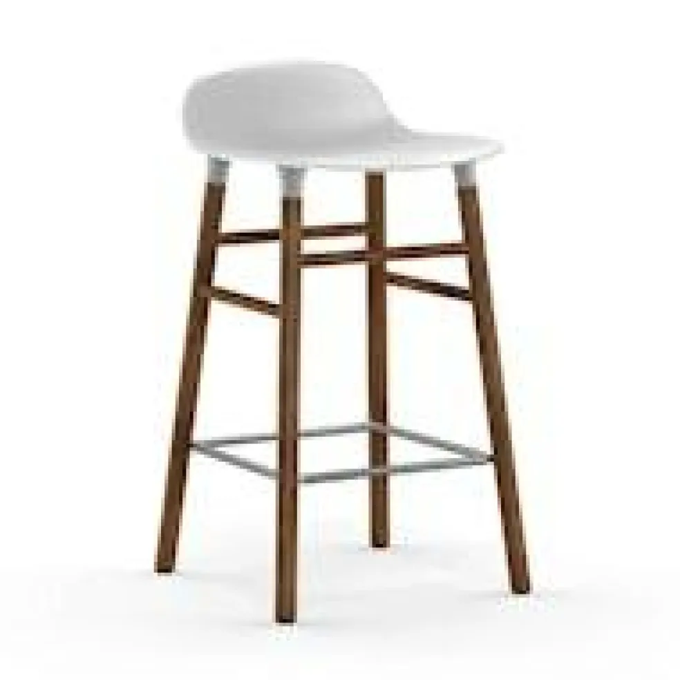 Form Bar Stool Walnut Base, 65cm, Green