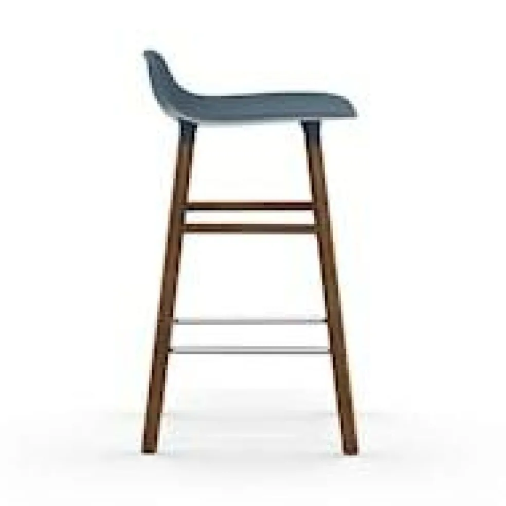 Form Bar Stool Walnut Base, 65cm, Green