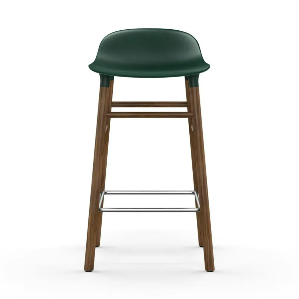 Form Bar Stool Walnut Base, 65cm, Green