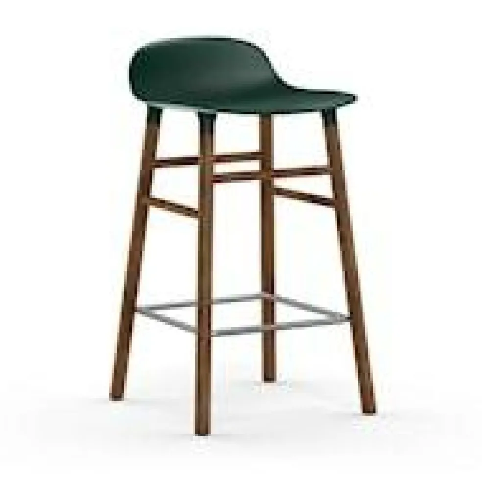 Form Bar Stool Walnut Base, 65cm, Green