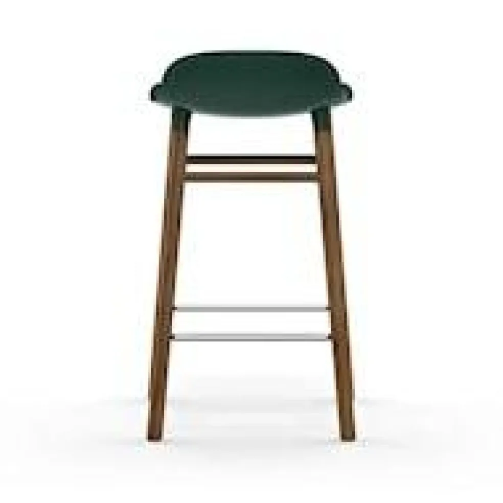 Form Bar Stool Walnut Base, 65cm, Green