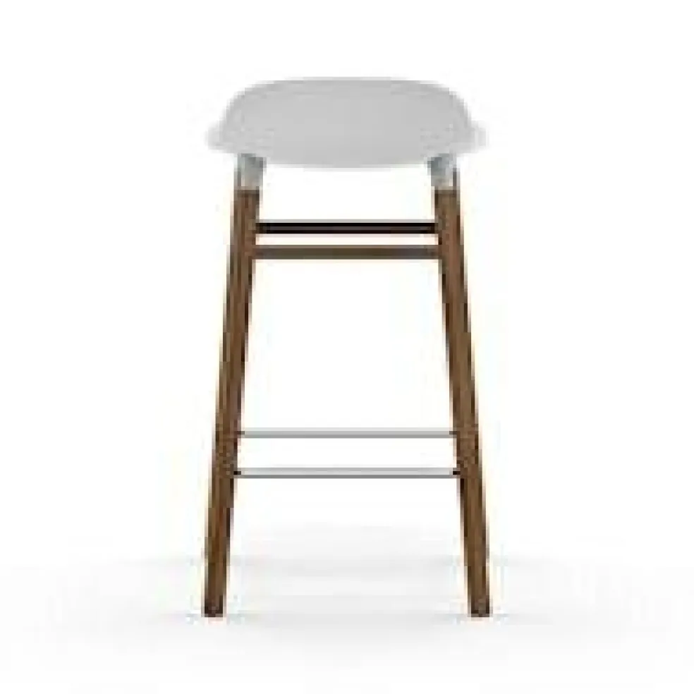Form Bar Stool Walnut Base, 65cm, Green