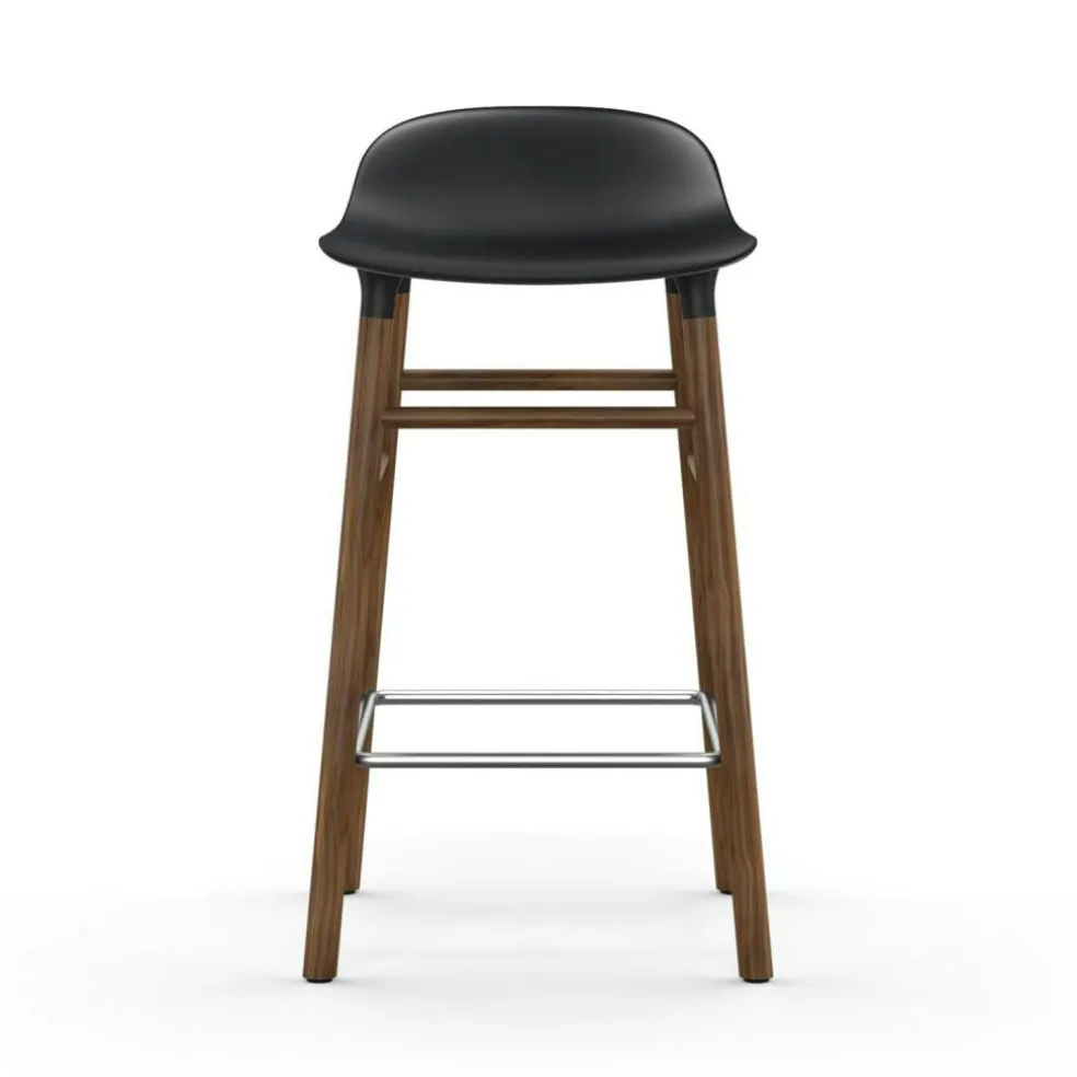 Form Bar Stool Walnut Base, 65cm, Green