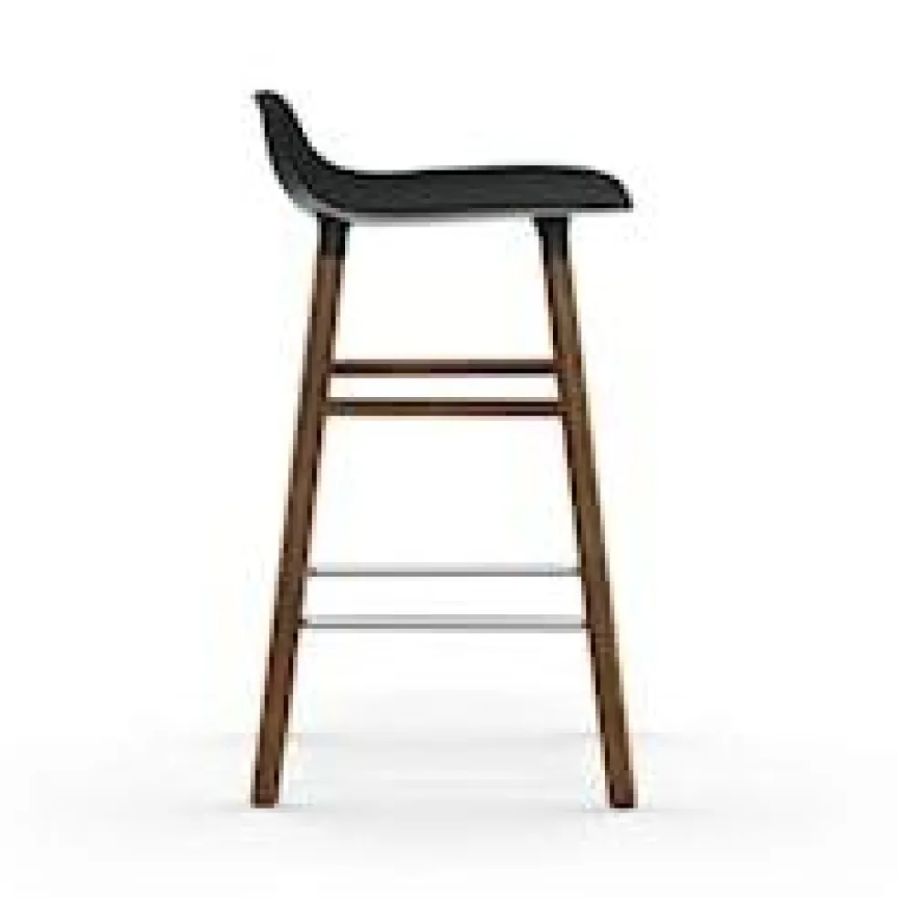 Form Bar Stool Walnut Base, 65cm, Green