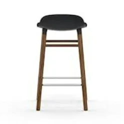 Form Bar Stool Walnut Base, 65cm, Green