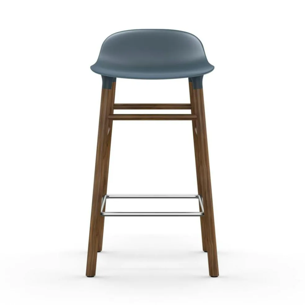 Form Bar Stool Walnut Base, 65cm, Green