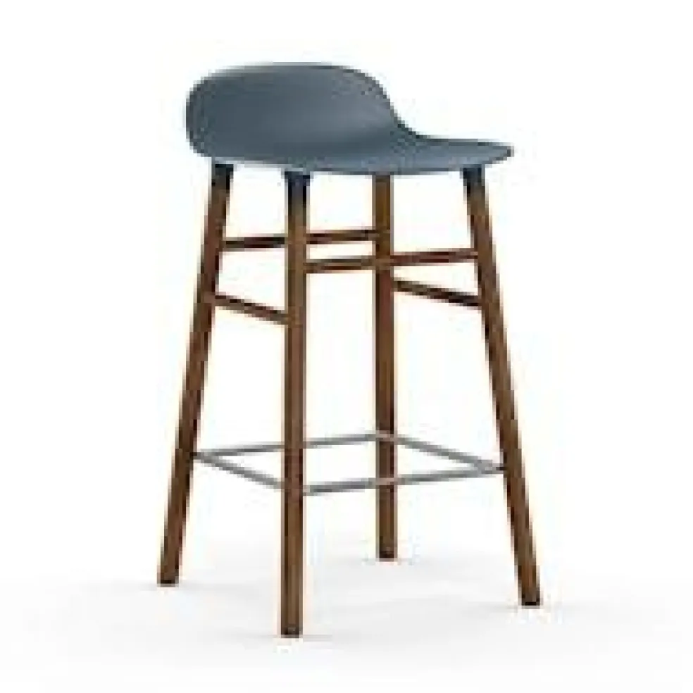 Form Bar Stool Walnut Base, 65cm, Green