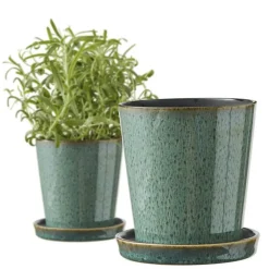 Gastro Pot With Saucer Ø10 cm Black/Green