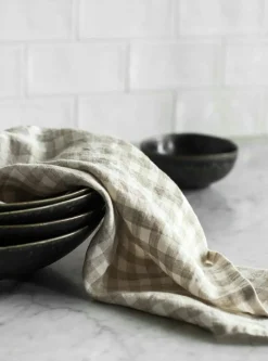 Gingham Kitchen Towel 50x70 cm, Natural