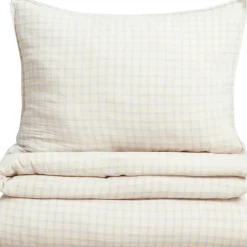 Gingham Sky Blue Muslin Bed Set, 150x210 + 50x60 cm