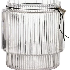 Glass Vase / Candle Holder With Fluted Structure H28 cm