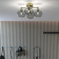 Gloria Flush Ceiling Light 460 mm, Brass / Smoked