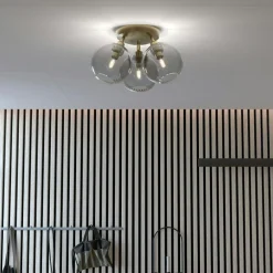 Gloria Flush Ceiling Light 330 mm, Brass / Clear