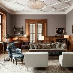 Gravity Table Lamp Large, White Marble / White