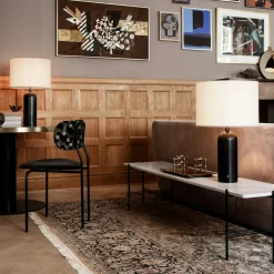 Gravity Table Lamp Small, Black Marble / Canvas