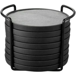 Greta Glass Coaster Black, 8-pack