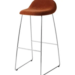 GUBI 3D Bar Stool H75, Stainless Steel / Belsuede Special Dedar 133