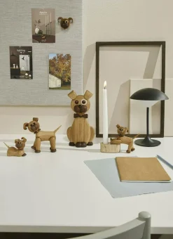 Hanging Happy Dog Wall Ornament, Oak