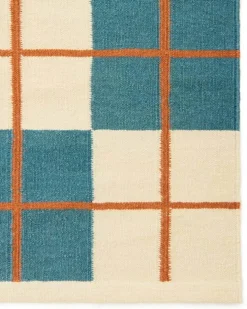 Haveli Wool Rug 230x320 cm, Heaven Blue / Rust