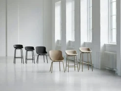 Hyg Bar Stool 75 cm, Upholstered Front, Olive