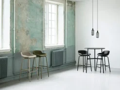 Hyg Bar Stool 75 cm, Upholstered Front, Olive