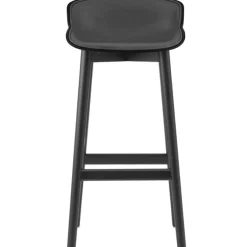 Hyg Bar Stool 75 cm, Upholstered Front, Olive / Black Oak