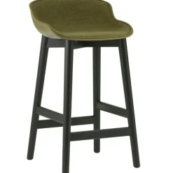 Hyg Bar Stool 75 cm, Upholstered Front, Olive / Black Oak