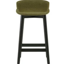 Hyg Bar Stool 75 cm, Upholstered Front, Olive / Black Oak
