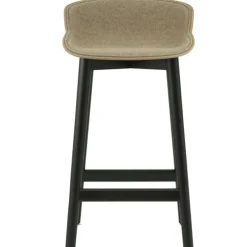 Hyg Bar Stool 75 cm, Upholstered Front, Olive / Black Oak