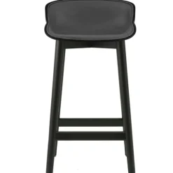 Hyg Bar Stool 75 cm, Upholstered Front, Olive / Black Oak