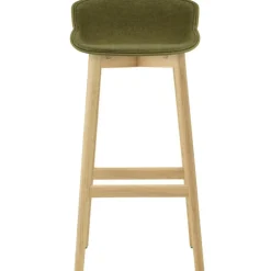 Hyg Bar Stool 75 cm, Upholstered Front, Sand / Oak