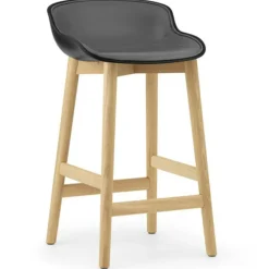 Hyg Bar Stool 75 cm, Upholstered Front, Sand / Oak