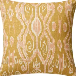 Ikat Madras Cushion Cover 50x50 cm, Spicy Yellow / Rose