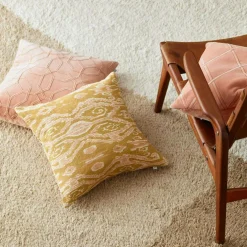 Ikat Madras Cushion Cover 50x50 cm, Spicy Yellow / Rose