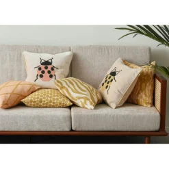 Ikat Madras Cushion Cover 50x50 cm, Spicy Yellow / Rose