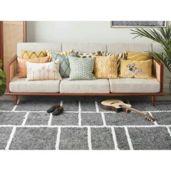 Ikat Madras Cushion Cover 50x50 cm, Spicy Yellow / Rose