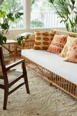 Ikat Madras Cushion Cover 50x50 cm, Spicy Yellow / Rose